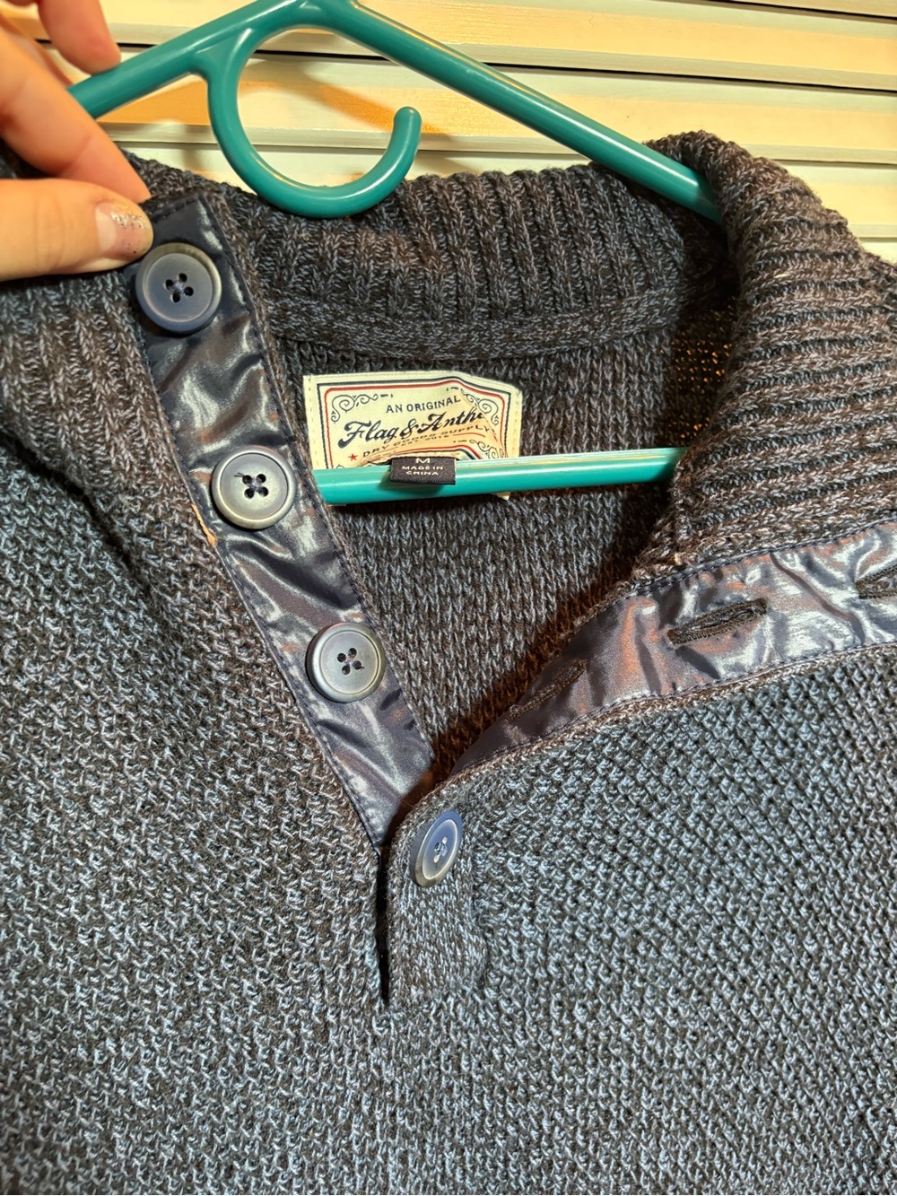 Flag & Anthem Marled Navy Blue Sweater — Men’s Medium - Picture 6 of 6